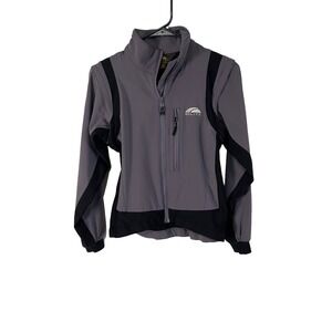 GoLite Womens XS Gray‎ Black Full Zip Softshell Jacket Fleece Lined Hiking Coat